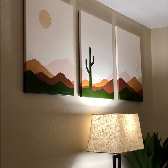 3 Piece Modern Western Desert Paintings - SET - Home Decor - Art - Picture 2 of 6